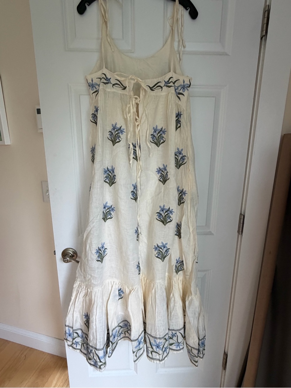Agua by Agua Bendita Bossa Neck Maxi Dress Blue Floral Embroidery $1300 - Picture 8 of 13